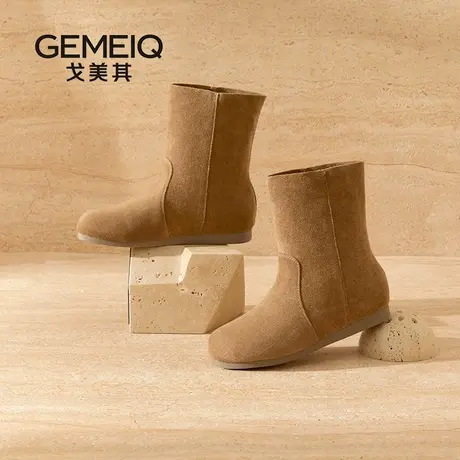戈美其2025新款复古时装靴气质马丁靴女鞋韩版及踝靴套筒小短靴子图片