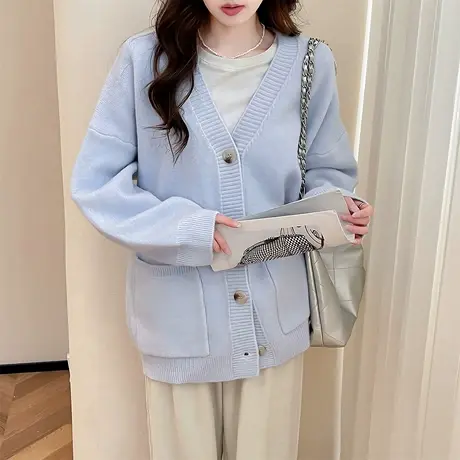 唐狮秋冬季毛衣女超好看温柔减龄风宽松开衫外套时尚慵懒风好看TD商品大图