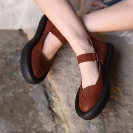 Artmu阿木原创复古一字带厚底单鞋女浅口玛丽珍鞋2023新款真皮商品大图