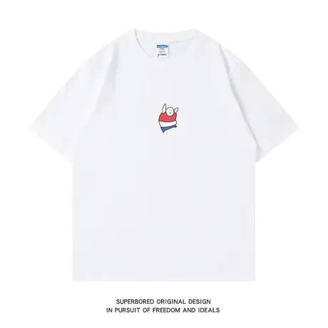 简约趣味运动小胖子短袖T恤男夏季ins港风纯棉宽松半袖体恤上衣图片