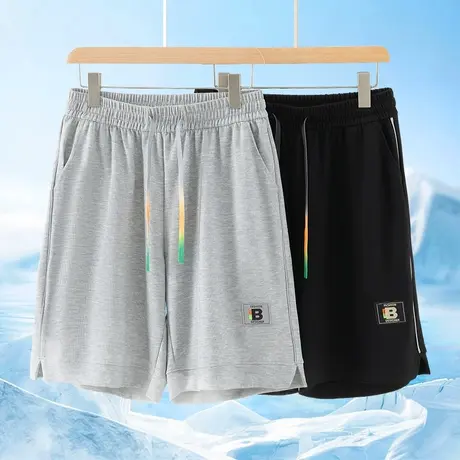 运动短裤子男夏季冰丝弹力休闲五分裤百搭直筒宽松凉感速干沙滩裤商品大图