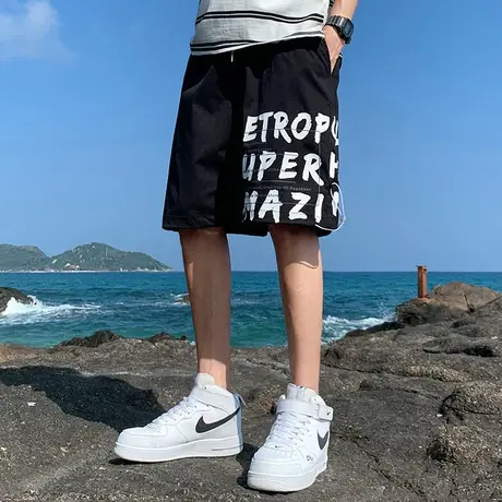 短裤男士夏季薄款2023新款外穿休闲潮牌大裤衩五分中裤运动七分裤商品大图