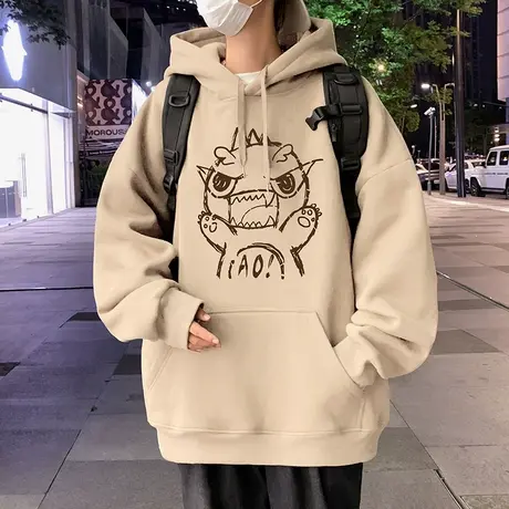 慵懒风小恐龙连帽卫衣男春秋季潮牌ins外套宽松男生2025新款帽衫商品大图