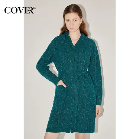 COVER冬季金葱绞花中长款毛衣外套商品大图