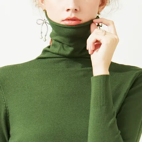 雀后高领毛衣女针织打底衫秋季新款堆堆宽松懒惰内搭时尚保暖上衣图片
