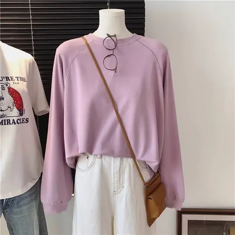 内搭打底衫女2023秋冬新款宽松德绒保暖长袖T恤韩版插肩袖上衣潮图片