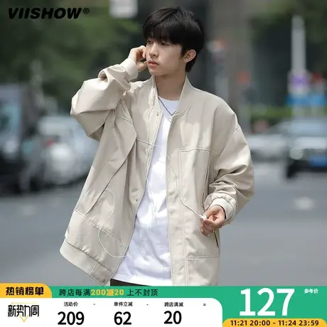 VIISHOW外套男飞行员夹克棒球服宽松潮牌春秋季日系复古休闲工装商品大图
