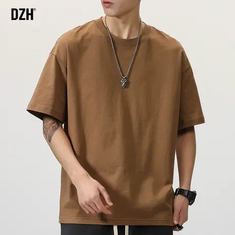 男士简约纯色t恤男短袖夏季美式复古上衣2023年新款纯棉体恤男款商品大图