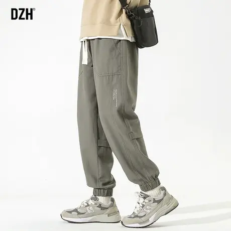 男士军绿色工装裤子男秋季束脚2024新款宽松休闲裤哈伦裤长裤秋款商品大图