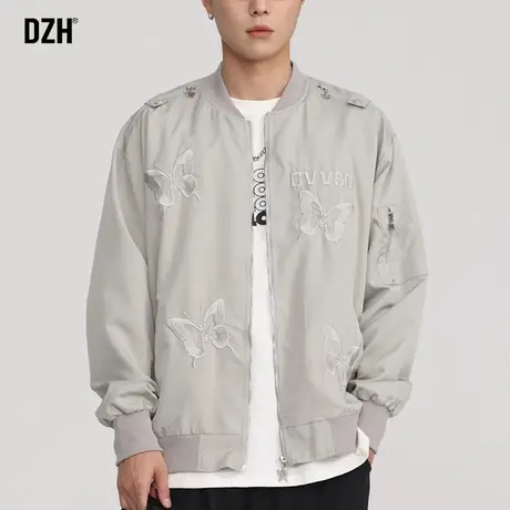 男士蝴蝶刺绣棒球服外套男秋季美式潮牌复古高级感男装飞行员夹克商品大图