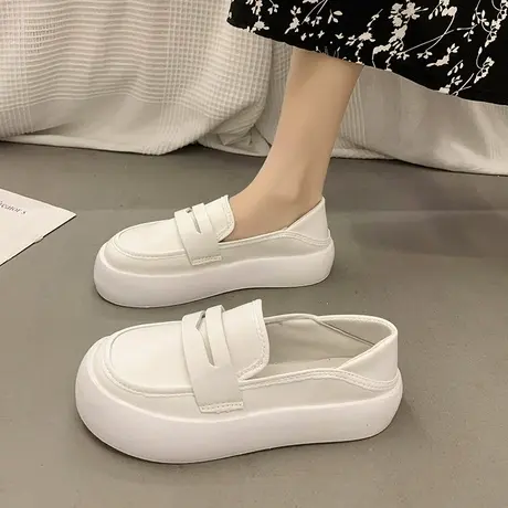 春季护士鞋女软底不累脚防滑透气2023新款平底一脚蹬小白色单鞋女商品大图