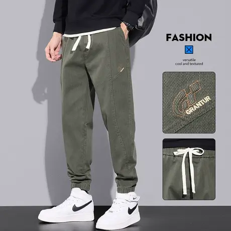 军绿色防撕裂工装裤男款束脚宽松休闲裤男士男裤子春秋款2023新款商品大图