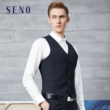 Seno男士正装英伦条子商务西装马甲时尚修身男装易烫抗皱马甲男商品大图
