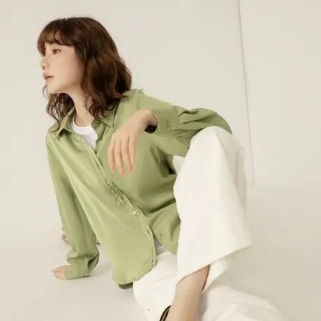 桔熊秋冬季通勤漂亮的翻领衬衫舒适长袖上衣女胖妹妹大码AB19224商品大图