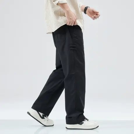 男士黑色直筒工装裤潮牌男裤美式宽松裤子男款春季2024新款休闲裤商品大图