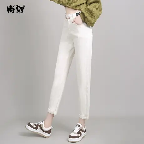 牛仔裤女2024年新款韩版宽松百搭时尚高腰修身显瘦遮肉哈伦老爹裤图片