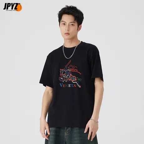 高品质纯棉男士短袖t恤圆领宽松半袖刺绣印花百搭体恤打底衫上衣商品大图