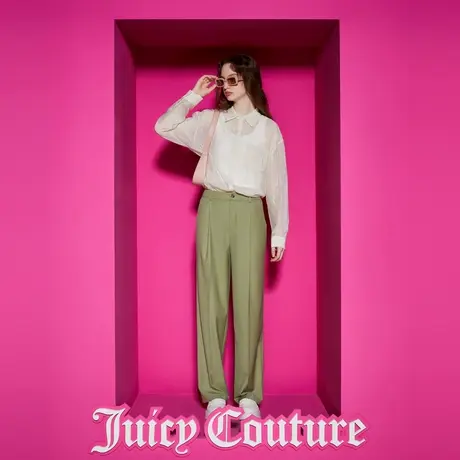 Juicy Couture橘滋新款淡雅知性绣花折裥宽松女休闲裤商品大图