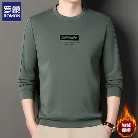 罗蒙羊毛桑蚕丝加绒加厚卫衣男士春秋季商务休闲保暖圆领打底上衣图片