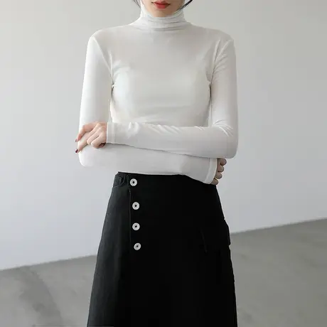 春款打底套头针织衫女高领薄透修身毛衣慵懒风打底衫SC28图片