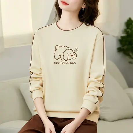 圆领春款卫衣女2023年新品时尚趣味图案棉质长袖上衣春秋百搭外套商品大图