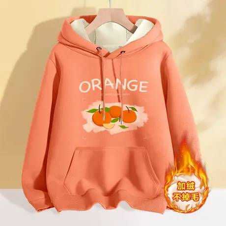 秋冬2023新款爆款连帽卫衣女冬季oversize加绒加厚带帽上衣外套女商品大图