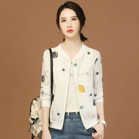 韩潮袭人立领刺绣长袖薄款外套女2023夏季新款休闲百搭空调防晒衣商品大图