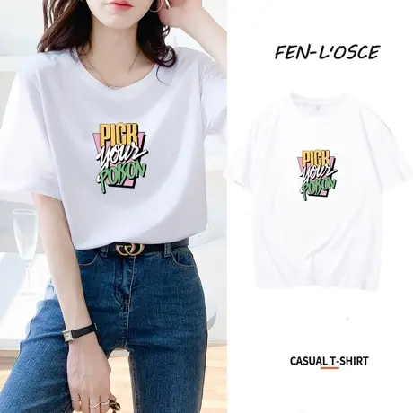 纯棉短袖t恤女夏装2023年新款学生设计感小众宽松大码半袖上衣潮商品大图