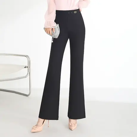 时尚韩版微喇西装裤女秋季2023新款高腰显瘦垂感长裤喇叭裤休闲裤商品大图