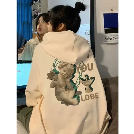 oversize连帽卫衣女春秋薄款ins潮牌宽松设计感小众美式复古外套商品大图