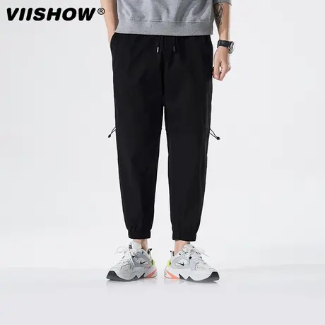 VIISHOW裤子男秋季日系潮流宽松薄款潮牌九分裤休闲长裤工装裤男商品大图