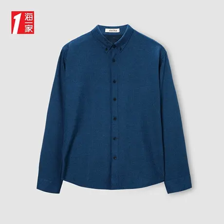 海一家沉稳气质衬衣冬新款保暖舒适商务休闲制扣领长袖衬衫男商品大图