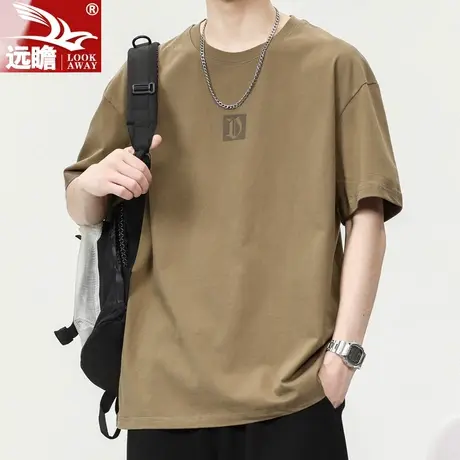 短袖t恤男士简约宽松潮牌纯棉重磅体恤夏季薄款圆领休闲半袖上衣T商品大图