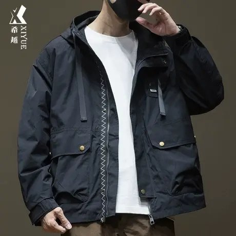 机能风户外抗皱耐磨冲锋衣男女同款夹克秋冬宽松大码多口袋外套潮商品大图