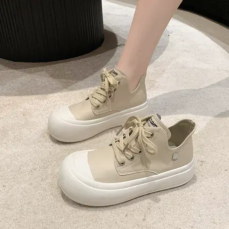 小白鞋女2023秋季单鞋韩版休闲ins潮学生百搭舒适小众设计高帮鞋商品大图