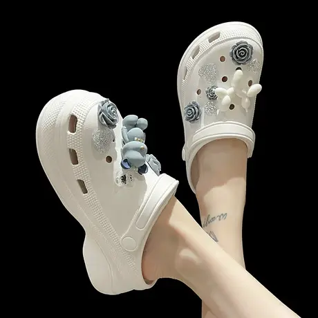 洞洞鞋凉鞋女夏季ins潮防滑可爱暴力熊厚底高跟包头外穿半凉拖鞋商品大图