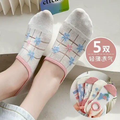 甜美可爱碎花袜子女夏天薄款水晶丝玻璃丝棉袜女孩中大童可爱娃子商品大图