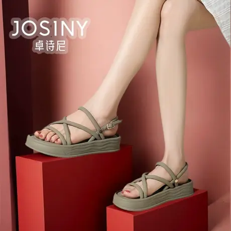 卓诗尼女鞋2024新款夏款平底凉鞋女厚底休闲商场同款4J1A41272图片