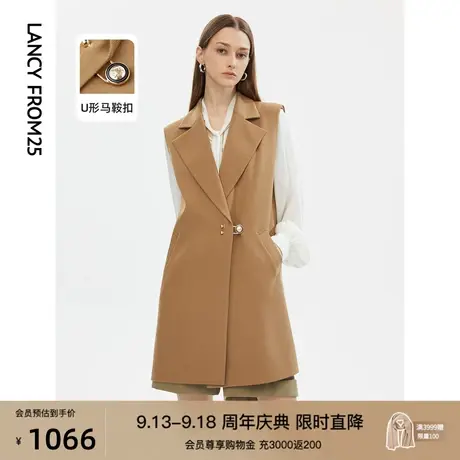 朗姿羊毛法式设计感小众修身显瘦气质背心马夹外套秋新款马甲外搭图片