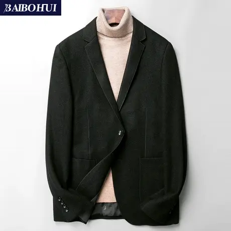 秋冬季休闲西装男士外套韩版商务羊毛呢子小西服男修身时尚单上衣商品大图