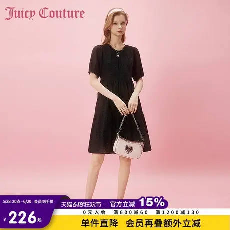 Juicy Couture橘滋春夏新款连衣裙短袖小黑裙文艺休闲百搭女图片