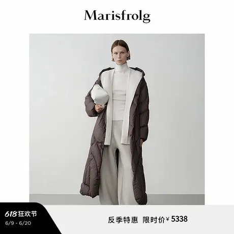 【时装羽绒】Marisfrolg玛丝菲尔冬白鹅绒连帽羽绒长外套商品大图