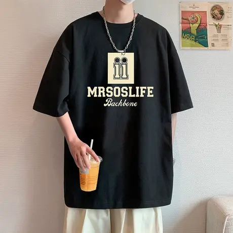 高级感重磅纯棉短袖T恤男夏季2025新款宽松潮牌男装体恤美式半袖T图片