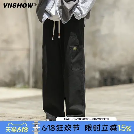 VIISHOW裤子男款工装纯棉宽松直筒2024新男士春秋冬季休闲长裤商品大图
