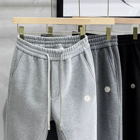 日系裤子男春秋冬季加绒加厚宽松阔腿直筒男士运动工装休闲裤长裤商品大图