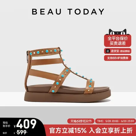 BeauToday复古凉鞋女款夏季外穿厚底波西米亚罗马凉鞋BT时装凉鞋商品大图