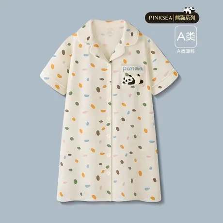 睡衣女款夏A类莫代尔棉可爱熊猫短袖家居服夏季新款女士宽松睡裙商品大图