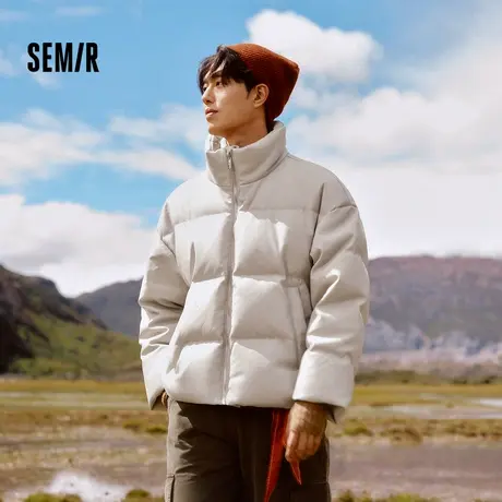 Semir/森马森马羽绒服男哑光PU仿皮衣2024冬季新款面包服宽松外套商品大图