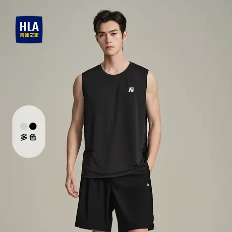 HLA/海澜之家时尚休闲背心25春夏新款圆领撞色字母透气无袖上衣男图片