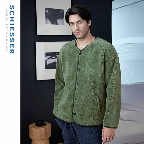 SCHIESSER舒雅男士舒棉绒摇粒绒加绒加厚V领开衫家居服外套21725U商品大图